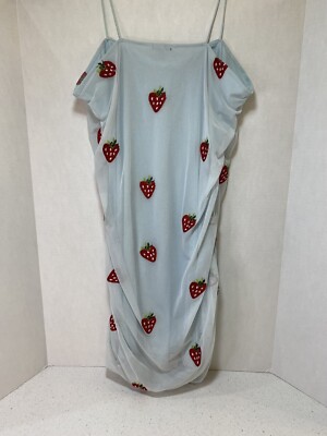 mesh patch dress RUE PLUS LIGHT BLUE MESH EMBROIDERED STRAWBERRY PATCH DRESS Women's SIZE 2X  New