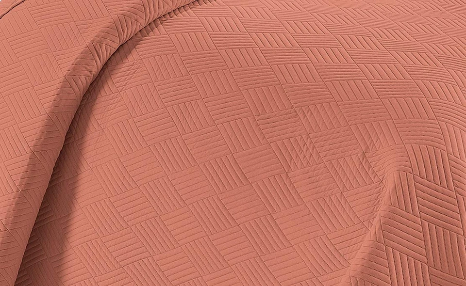 Linen Plus Luxury Oversized Coverlet Embossed Bedspread Set Solid Coral King/... - Image 2 of 2