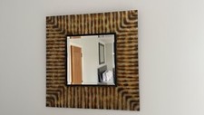 Large Vintage All Glass Wall Mirror - Stunning Design - 66cm square