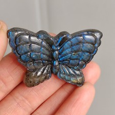 Natural crystals. Labrador quartz crystal mineral, carved, 2 pieces butterfly