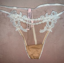 Victorias Secret DREAM ANGELS Mesh Embellished Thong Panty  Garter Belt M/L   