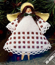 NEW 1990s Jo-Ann Floral 1469 Cross Stitch Clothespin Angel Ornament Kit 11362