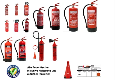 MBS FIRE Feuerlöscher ABC Pulver Schaum CO2 Fettbrand 1,2,5,6,9,12kg KFZ mit Prüfnachweis