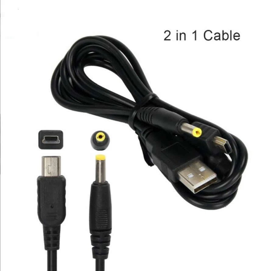 2PCS For Sony PSP 1000/PSP Silm & Lite 2000/3000 2In 1 USB Data Charge Cable - Image 4 of 4