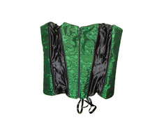 Green Lace Corset Women XL Unbranded Front Zip Back Lace Up Bustier NEW
