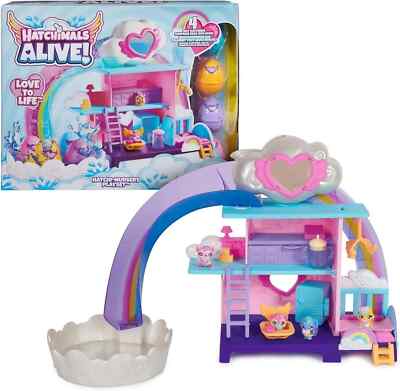 Hatchimals Alive, Hatchi-Nursery Playset with 4 Mini Figures in Eggs. New