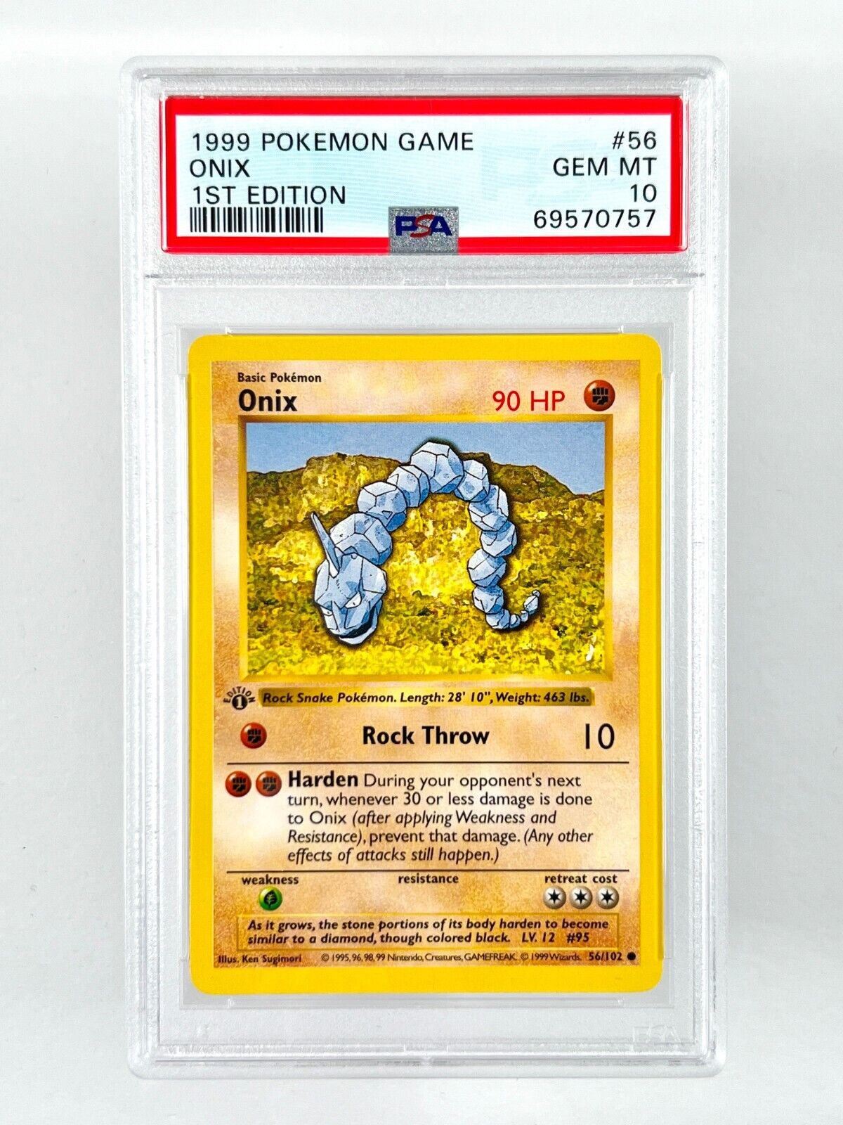 1999-2000 Pokemon Base Set 4th Print Onix 56/102 PSA 9 Mint