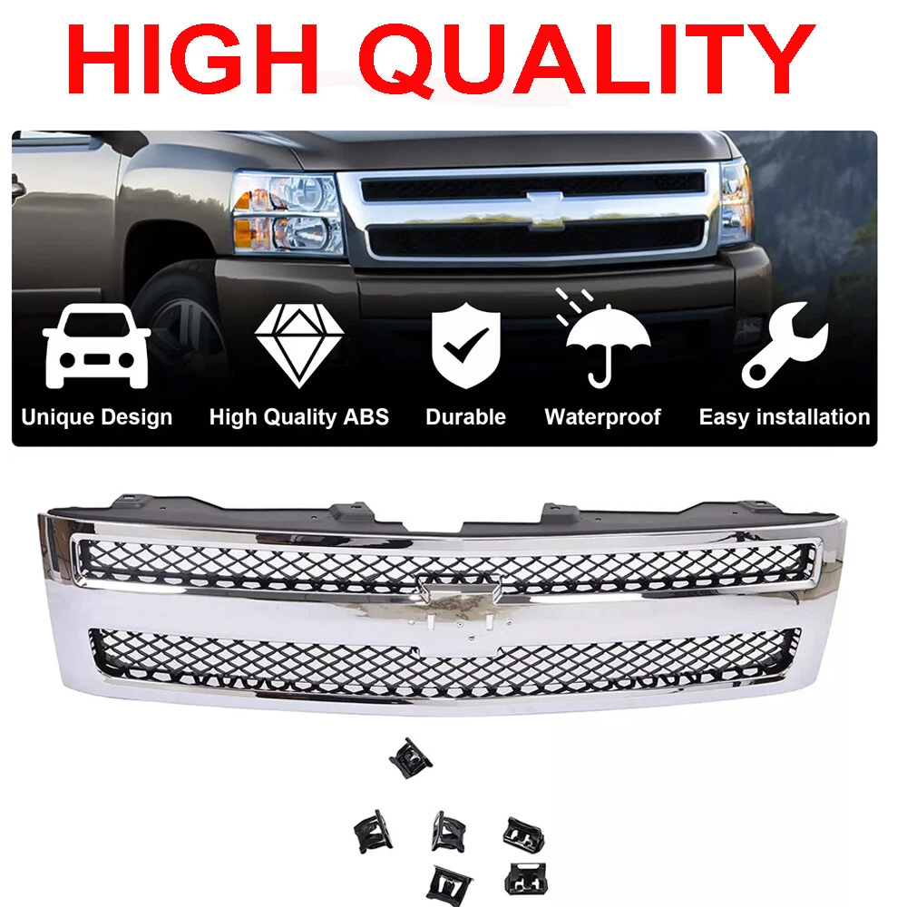 Grille silver Frame for Chevrolet Silverado 1500 2007 2008