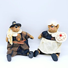 Thanksgiving Russ Berrie Country Folks Josette And Joshua Bear Pilgrims Set of 2
