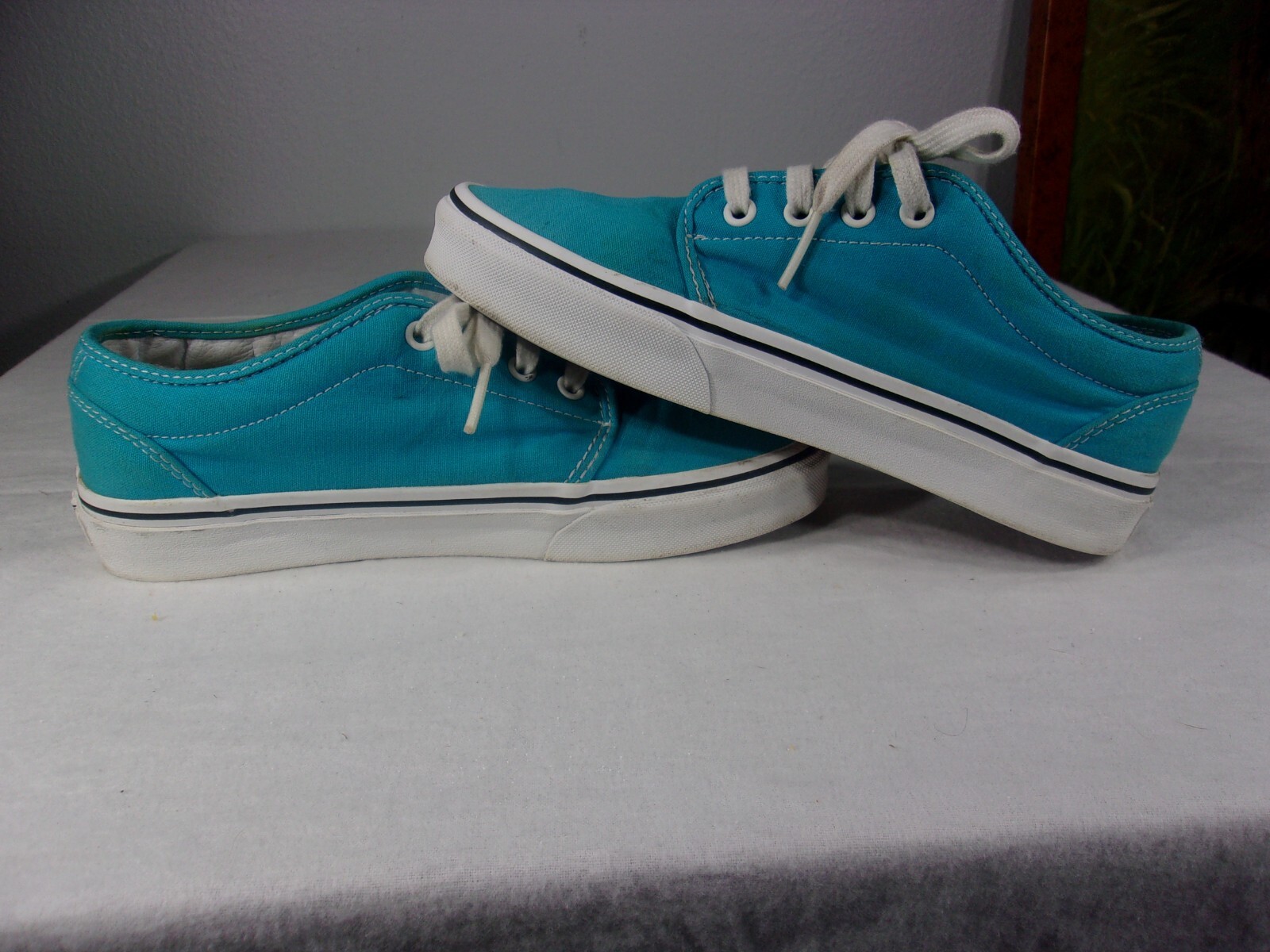 SAOLA VANS Off The Wall scarpe da ginnastica basse in tela TB4R Teal Gum sol uomo taglia 7 donna 8 5