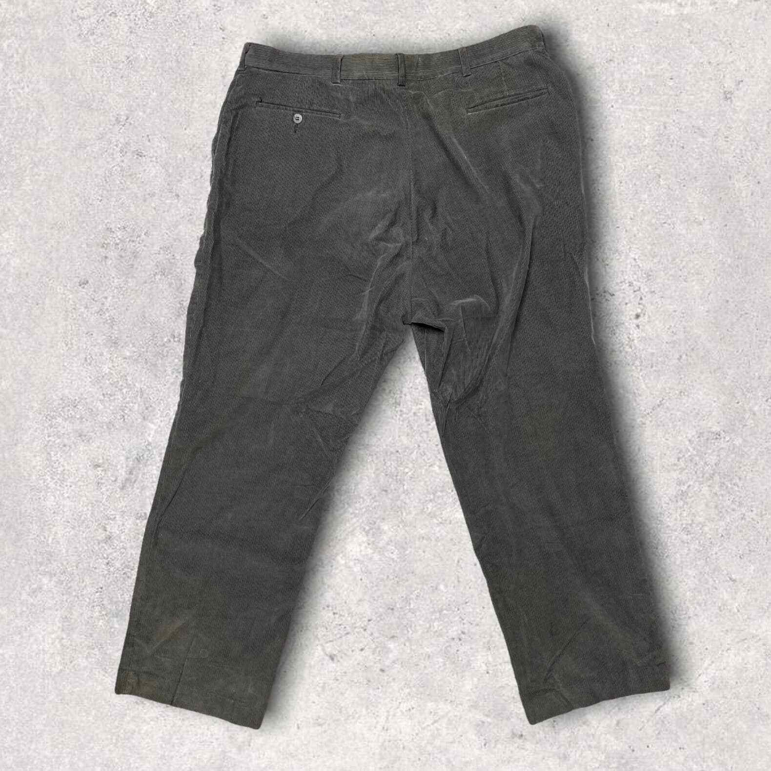 Vintage Corduroy Pants Mens 42x30 Gray Relaxed Fit Fa… Gem