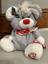 Fisher Price Vintage 1987 Puffalumps Christmas Mouse W/ Candy Cane Super Cute