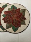 Cynthia Rowley Set 4 Beaded Chargers Placemats Christmas Poinsettia Holiday 15" — photo 4