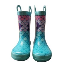 Members Mark Girl s Waterproof Easy Pull-On with Side Loops Rubber Rain Boots Me