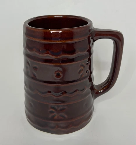 Vintage Marcrest USA Pottery Brown Daisy Dot Stoneware Mug Beer Stein
