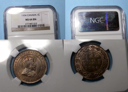 1904 CANADA CENT NGC MS 64 BN NATIONAL CANADA AUCTION COMP $276 (2023) #AC2-1