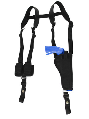 NEW Barsony Vertical Shoulder Holster w/ Speed-loader Pouch for 6'' Revolvers
