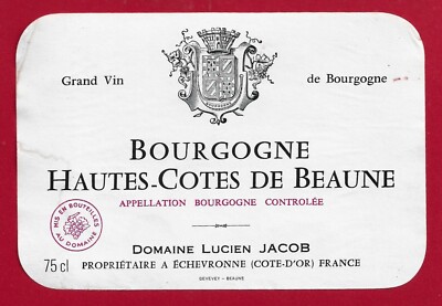 86/13 Etikett BURGOGNE HAUTES COTES DE BEAUNE Domaine Lucien JACOB ÉCHEVRONNE