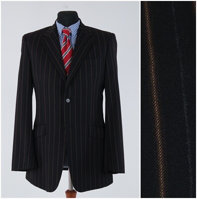 Herren PAUL SMITH Blazer 38R UK Größe gestreift schwarz Wolle Sport Mantel Designer Jacke