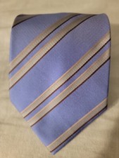 Corbata Versa Milan dorada, azul y verde marrón con estampado de rayas