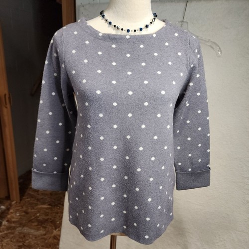 Pulóver de punto suave para mujer Cynthia Rowley gris lunares talla S - Imagen 9 de 13