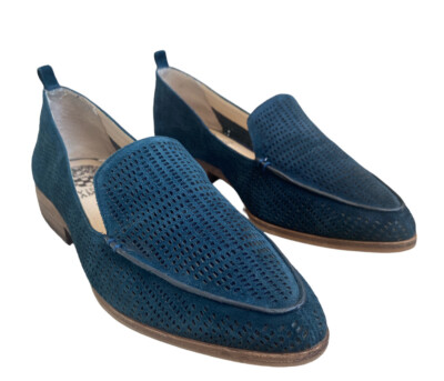 Vince Camuto Blue Suede Women's V C Kade Loafers Flats Shoes