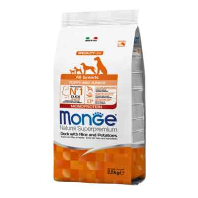2,5 KG Monge Trocken Hund Natural Supremium Bis Rassen Puppy And Junior Ente