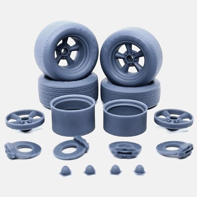 1/24 Resin 15x8 & 15x10 inch Torq Thrust D, Goodyear Blue Streaks, and Brake Set