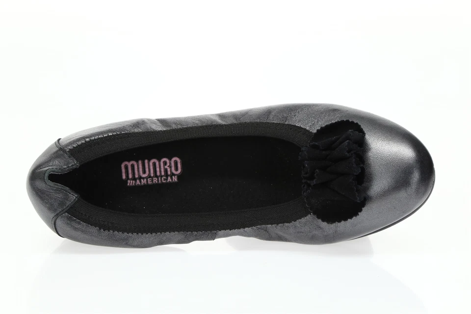 Zapatos planos de ballet Munro American de cuero plateado para mujer talla 7 M Foto 3 de 4