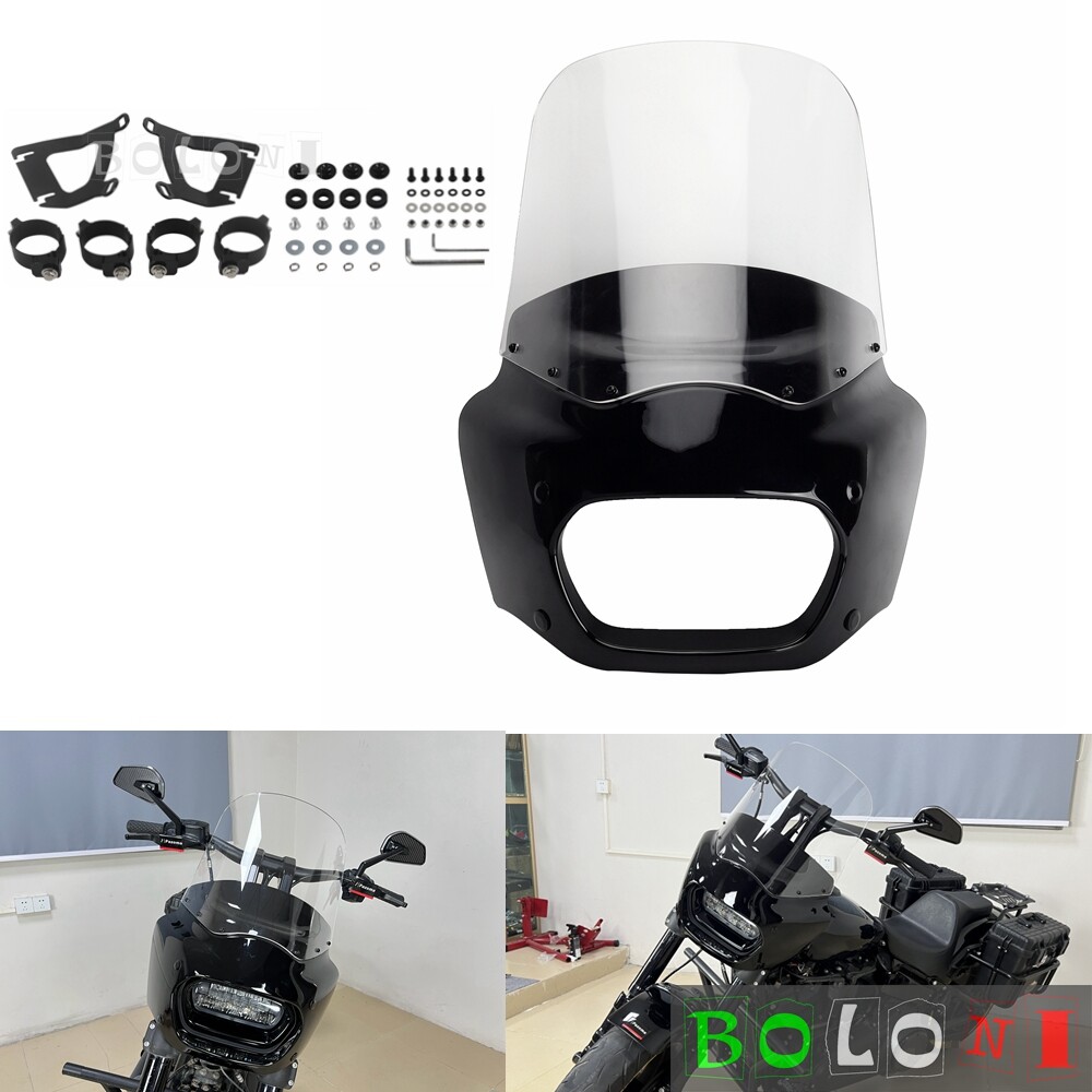 ② Headlight Fairing & Clear Windshield Kit For Harley Fat Bob FXFB