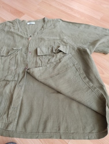 Bluse Vintage große Taschen oliv COBRA Leinen nicht getragen groß 50 52 - Bild 10 von 17