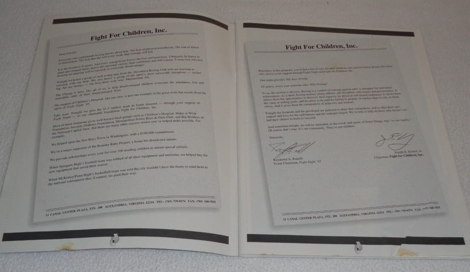 Fight Night 1995 Benefit Charity Event Boxing Floyd Patterson SIGNED Program - Image 2 of 4