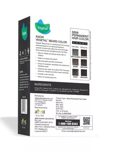 Vegetal Safe Beard Hair Color (Soft Black) 25gm Chemical & Allergy Free - Picture 8 of 8