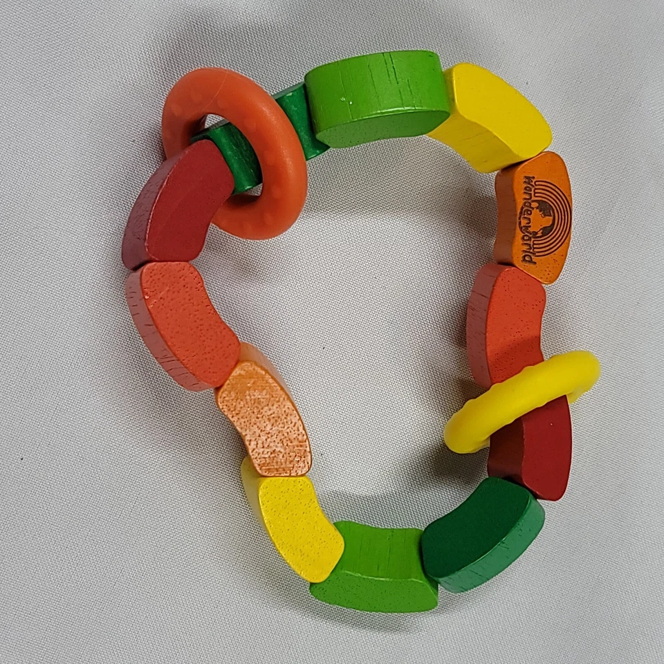Juguete de madera para bebé arco iris colorido mundo de las maravillas mordedor de agarre dentición Foto 2 de 3
