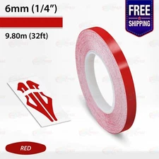 RED 1/4" PIN STRIPE Car Model Motorcycle Truck Decal Line TAPE Vinyl Sticker 6mm