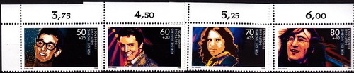 DV 266) BRD Mi# 1360-63 **: Rock und Pop Musiker: Buddy, Elvis, Morrison, Lennon