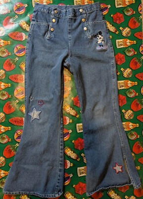 Vintage Y2K Disney Mickey For Kids Flair Youth Girls 14 Blue Jean Denim 