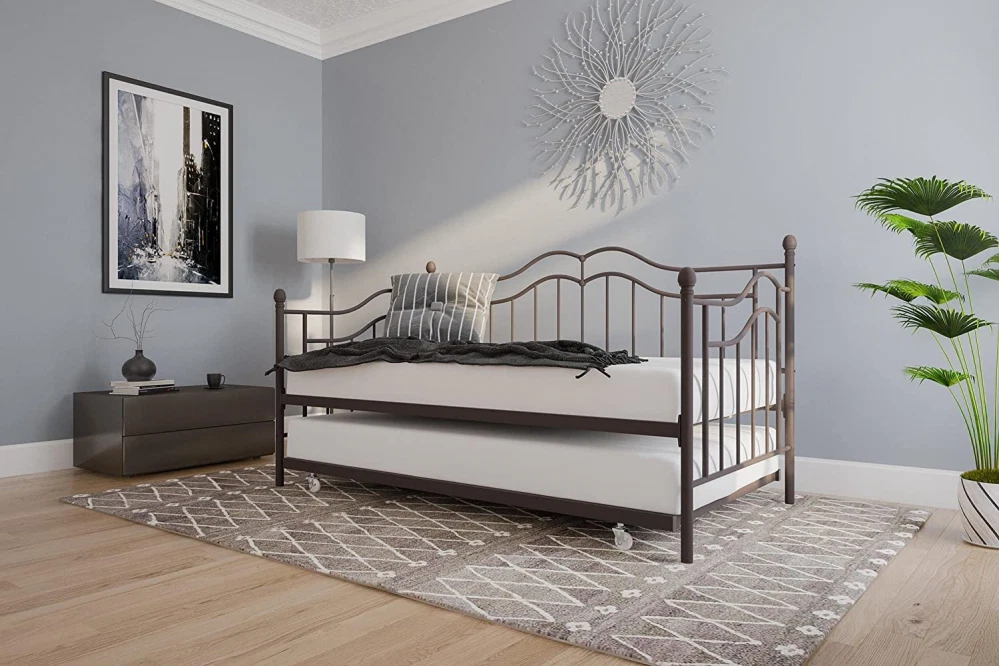 DHP Tokyo Daybed and Trundle with Metal Frame Twin Over Twin