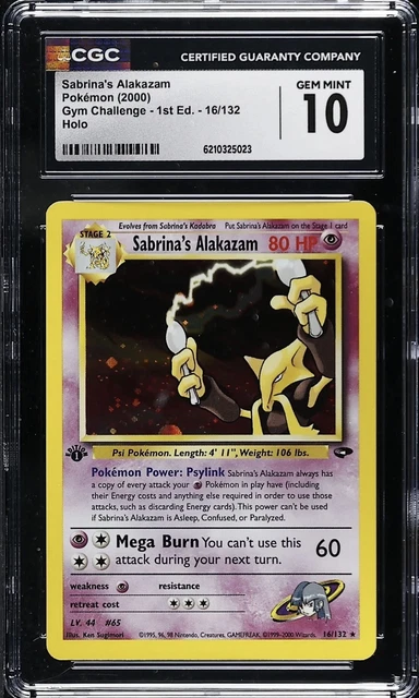 Pokémon Gym Challenge 1st Edition Holo Sabrina Alakazam 16/132 CGC 10 Gem Mint