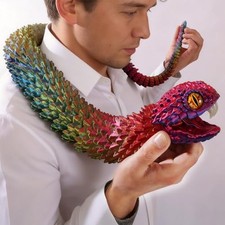 41.7in Giant 3D Printed Snake Realistic Large Toy Snake Figurine, Flexible Sn...