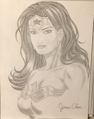 WONDER WOMAN DETAILED ORIGINAL COMIC ART 9 BY COMIC ARTIST JAMES CHEN