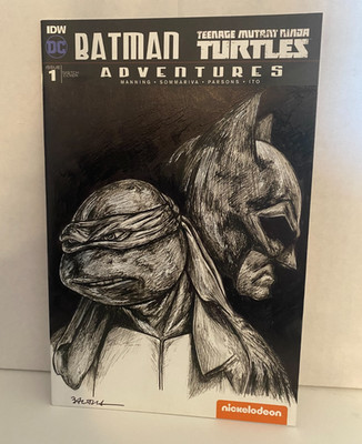 Batman/TMNT #1 Original 1/1 Sketch Cover