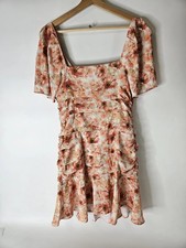 Express Satin Dress Women's 12 Floral Ruched Mini Faux Wrap Cocktail Party Dress