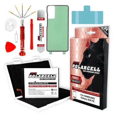 POLARCELL Akku für Samsung Galaxy S20 FE | S20 FE 5G - 4650mAh Profi-Set - EB-BG781ABY