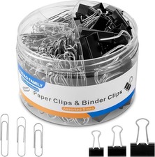 Small, Large, Medium, Metal, Silver Black, 340 PCS Assorted Sizes, Paper Clips