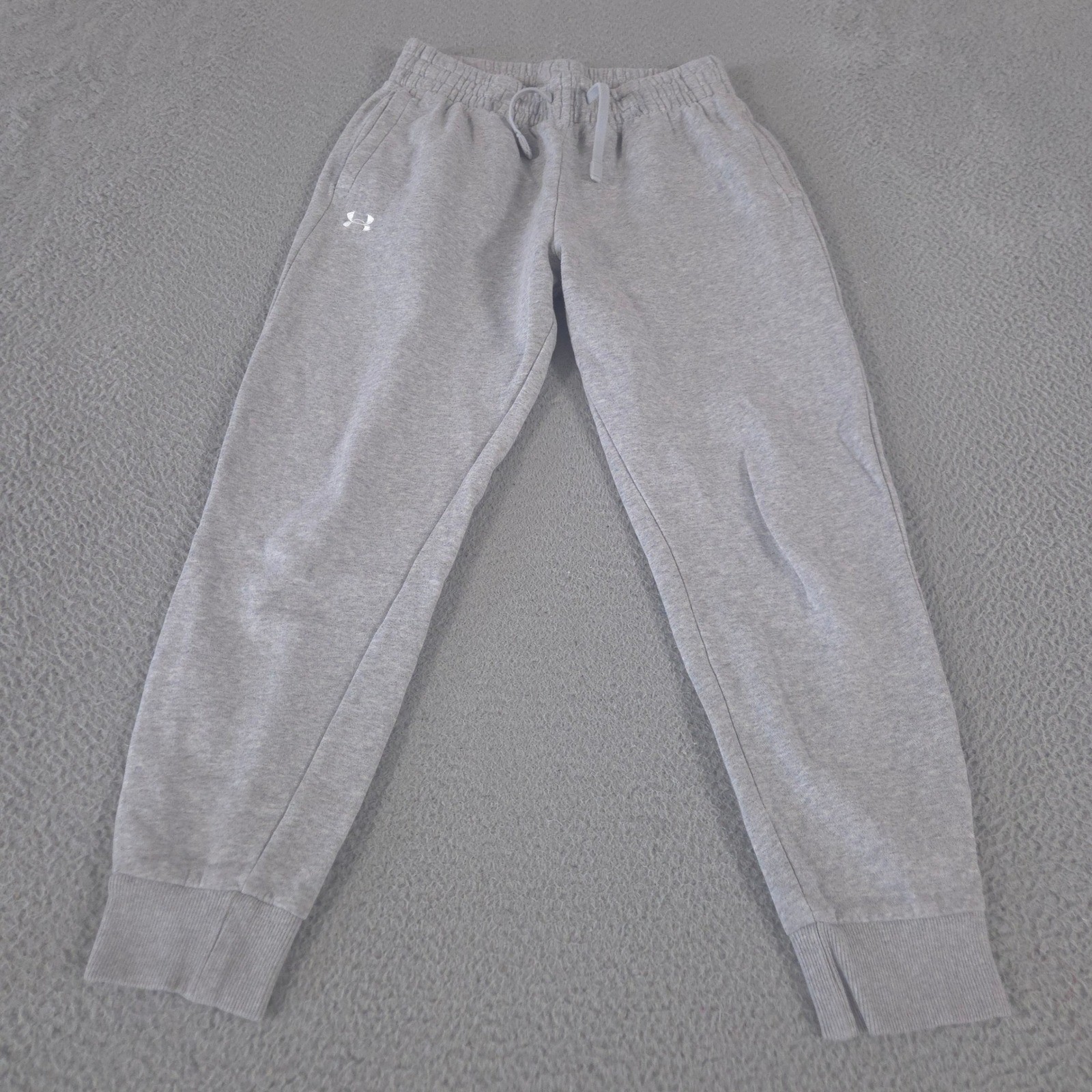 Under Armour Sweatpants Womens Medium Gray Rival Fleece Tapered Joggers Pockets