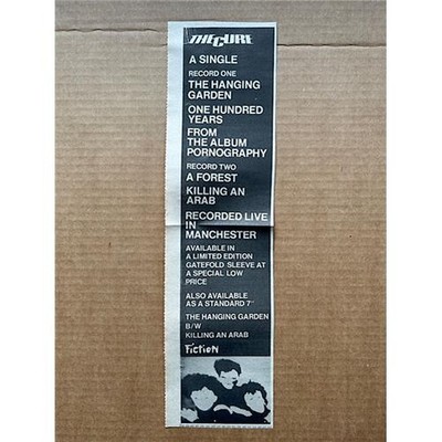 CURE HANGING GARDEN MEMORABILIA original music press advert from 1982 (folded) -