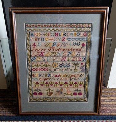 Vintage gerahmte Handarbeit Sampler