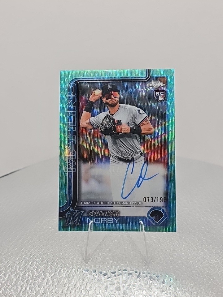 2025 Topps Chrome - Rookie Autographs Connor Norby Aqua Wave Refractor /199