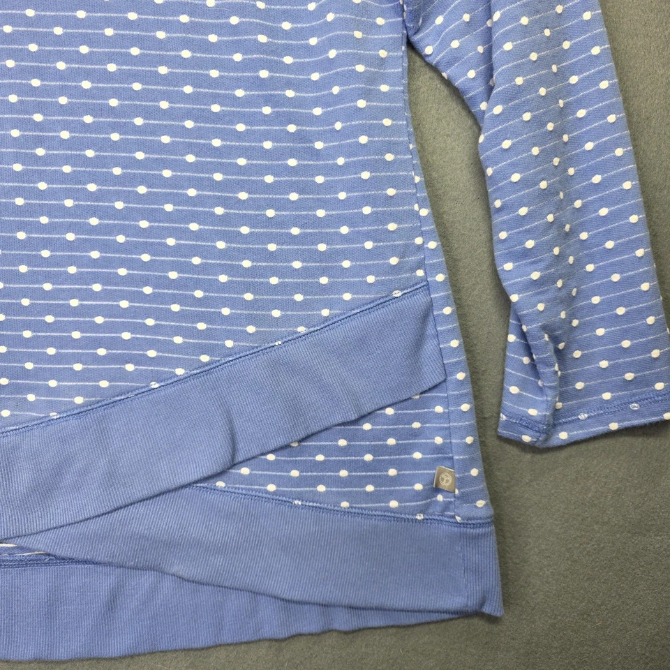 T by Talbots Top Womens XL Petite Blue White Dot Stripe Asymmetrical Hem Casual - Image 2 of 4
